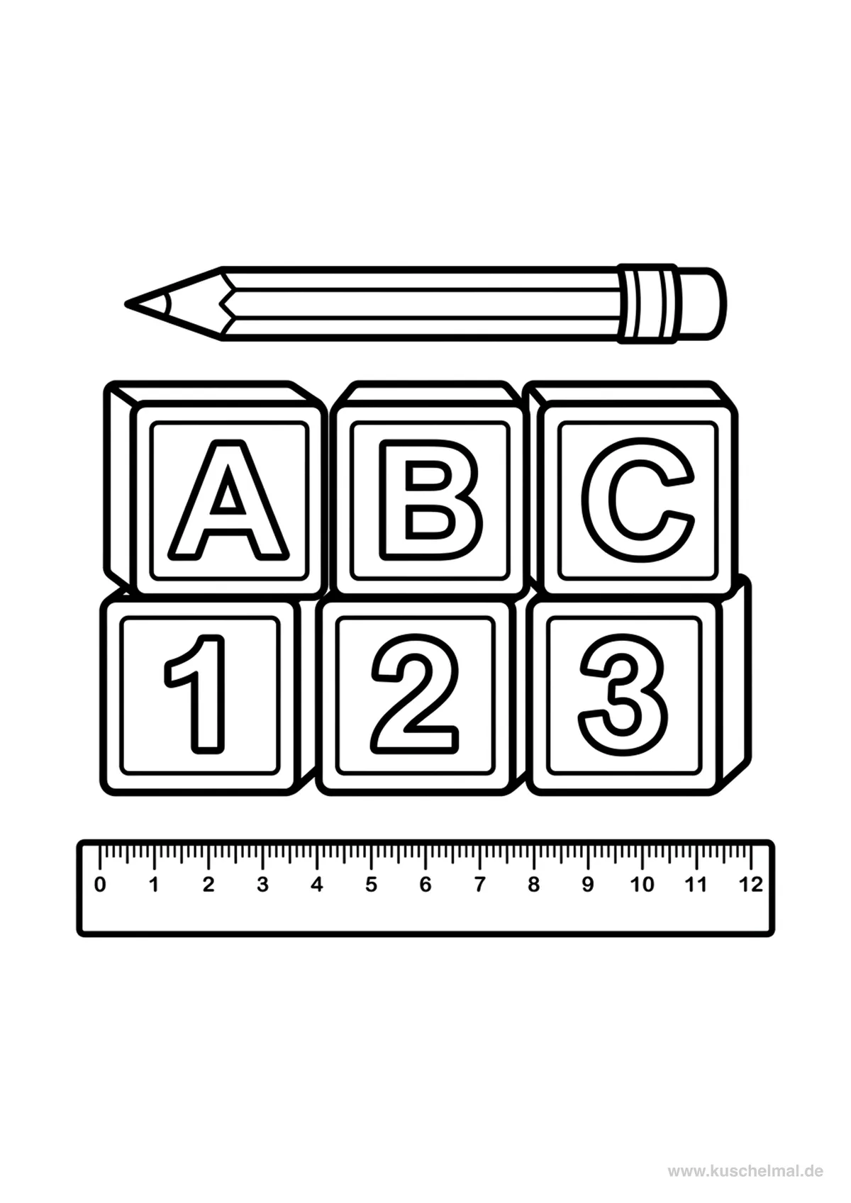 ABC und 123 Ausmalbild - Kostenloses Schulanfang Ausmalbild für Kinder zum Ausdrucken