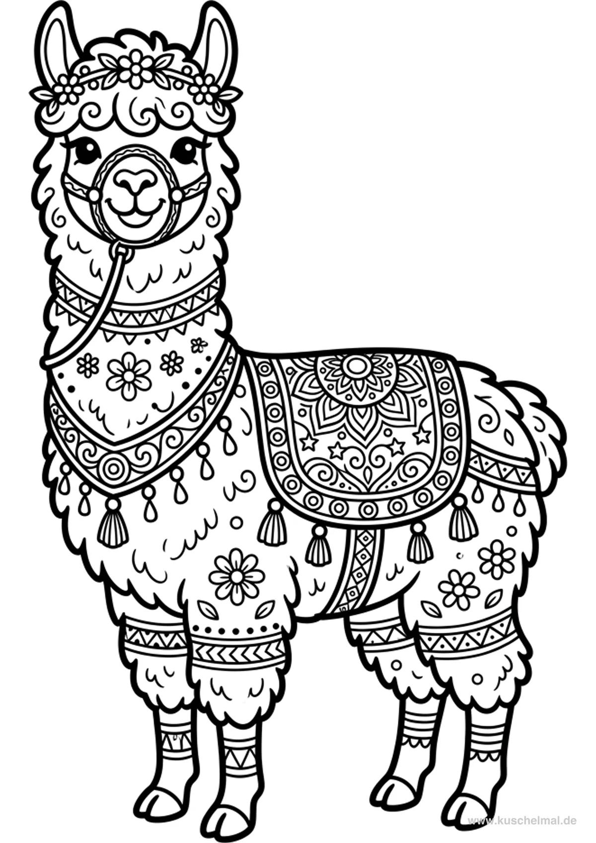 Mandala Alpaca - Disegno di Alpaca da colorare gratis per bambini da stampare