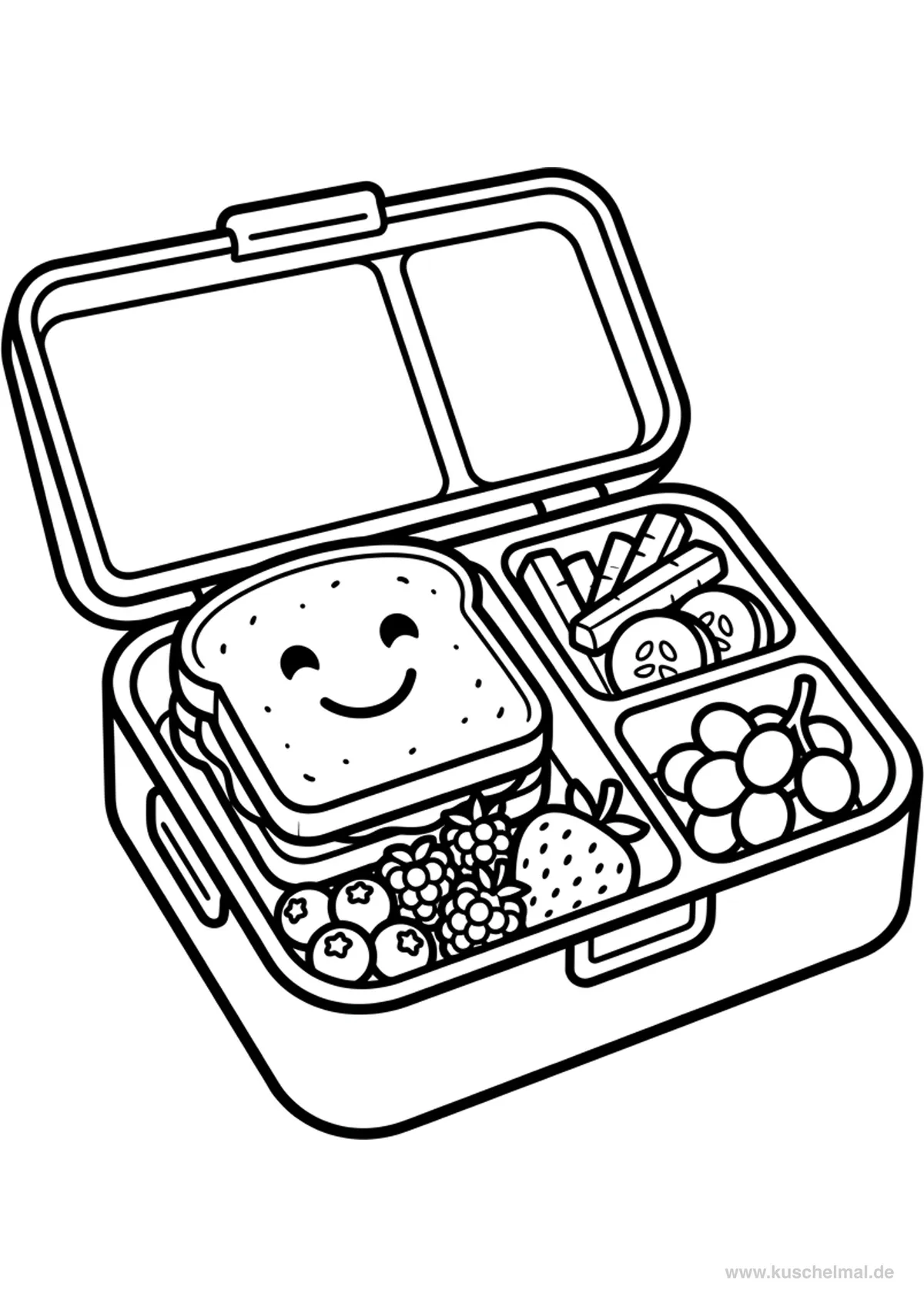 Porta Merenda con Sandwich - Disegno di Inizio Scuola da colorare gratis per bambini da stampare