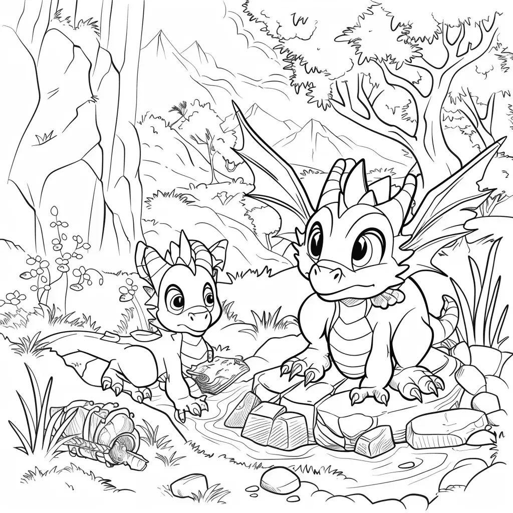Kleiner Drache Bild zum Ausmalen - Kostenloses Drachen Ausmalbild für Kinder zum Ausdrucken