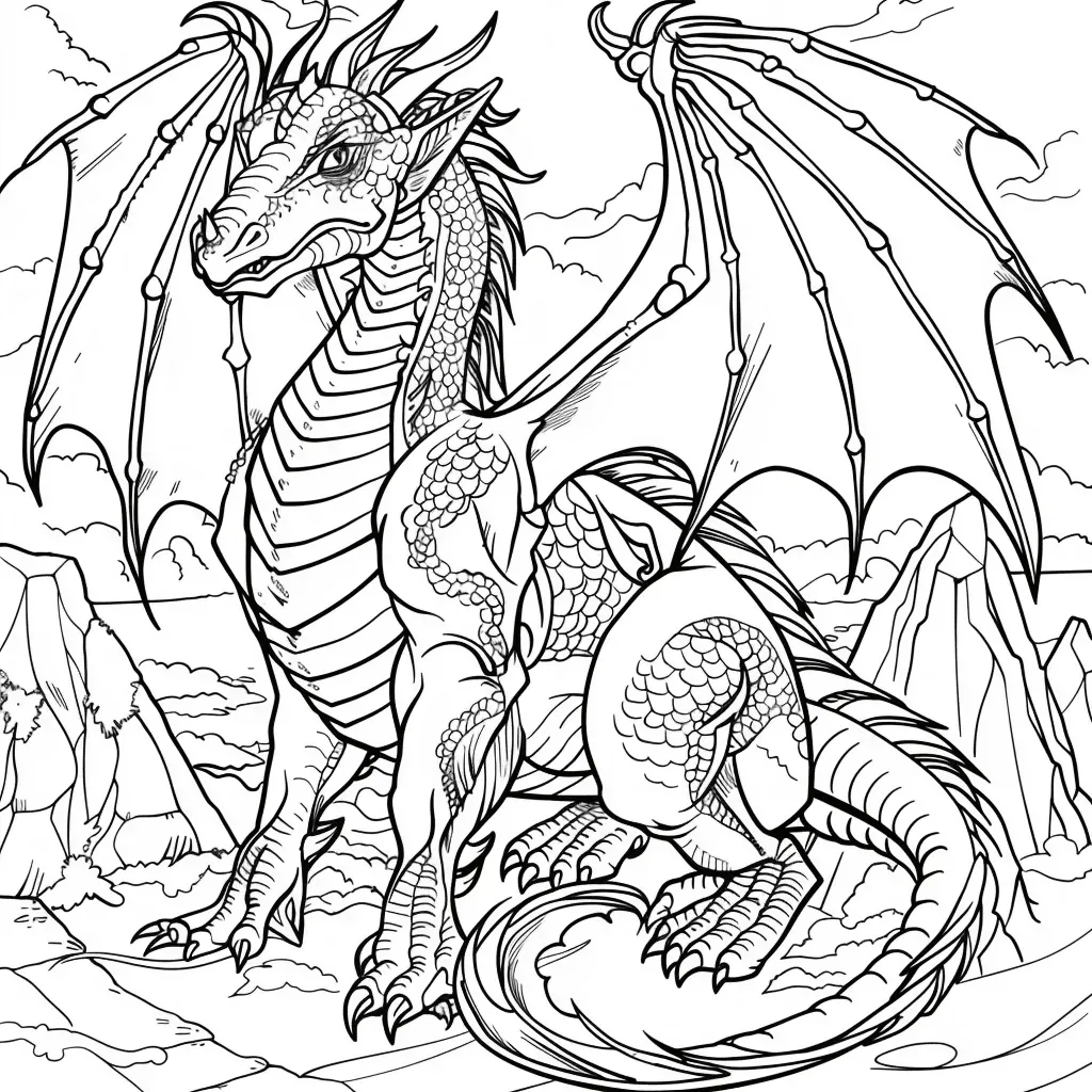 Freundlicher Drache Ausmalbild - Kostenloses Drachen Ausmalbild für Kinder zum Ausdrucken