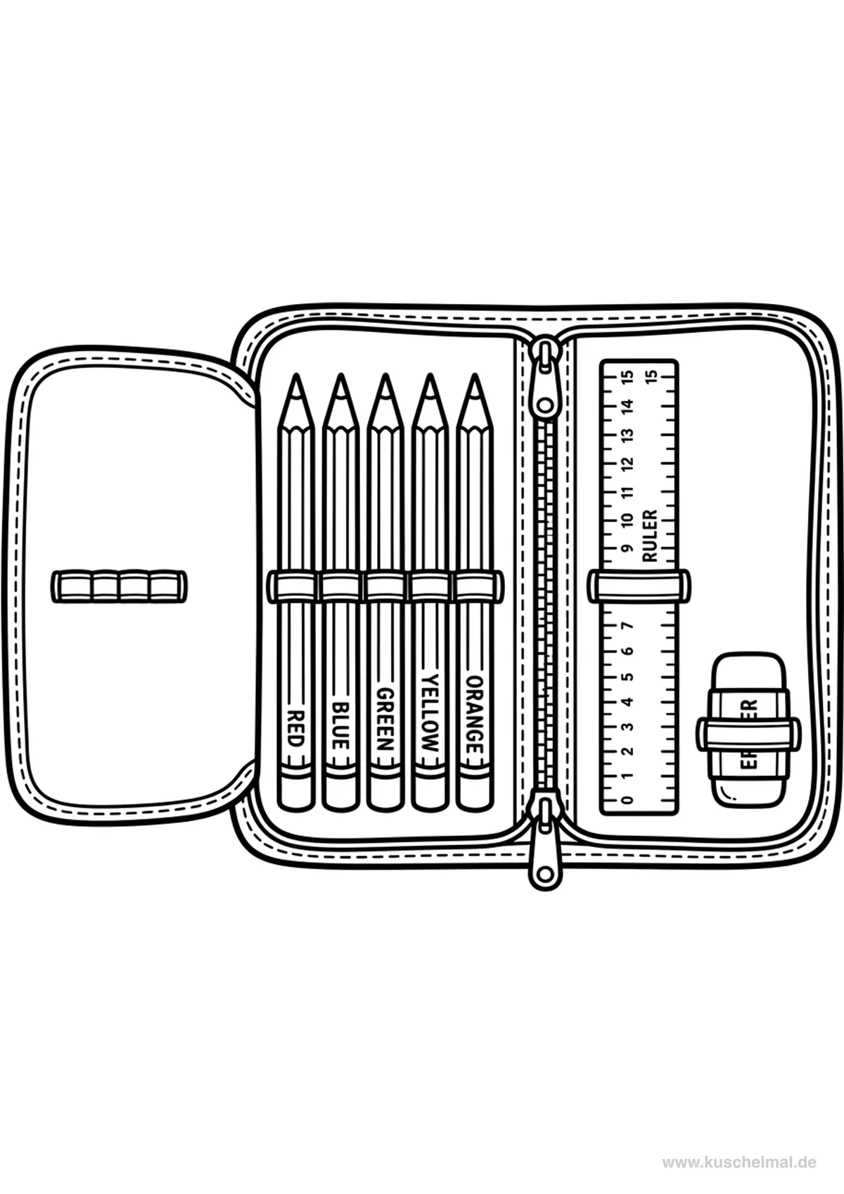 Astuccio con Matite - Disegno di Inizio Scuola da colorare gratis per bambini da stampare