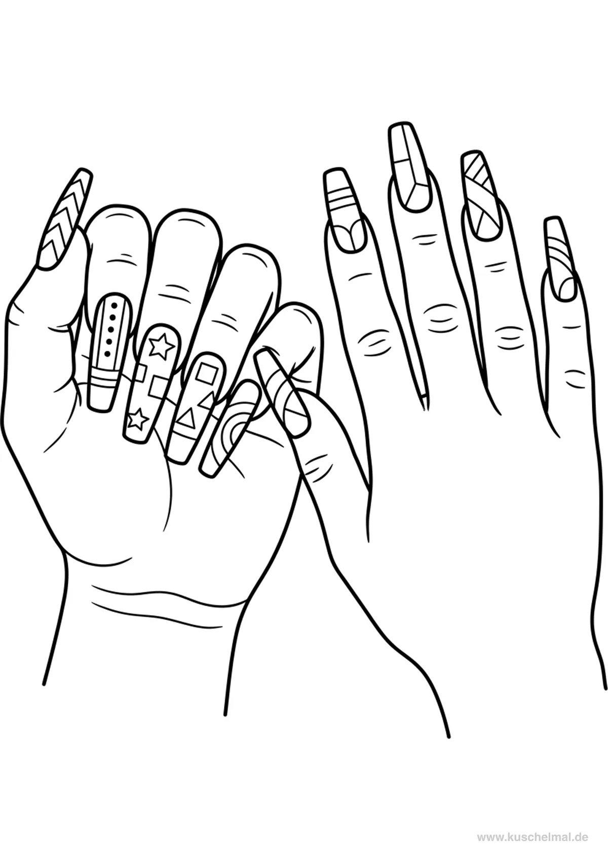 Design di Unghie da Colorare - Disegno di Make-up da colorare gratis per bambini da stampare