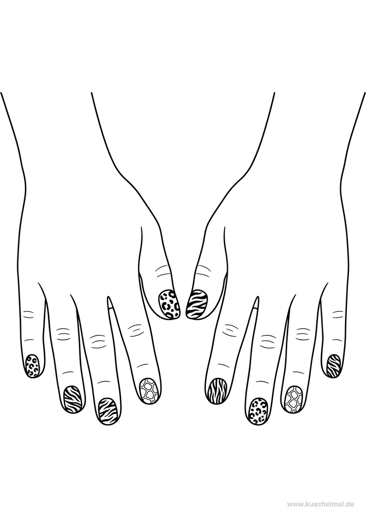 Unghie con Motivi Animal Print - Disegno di Make-up da colorare gratis per bambini da stampare