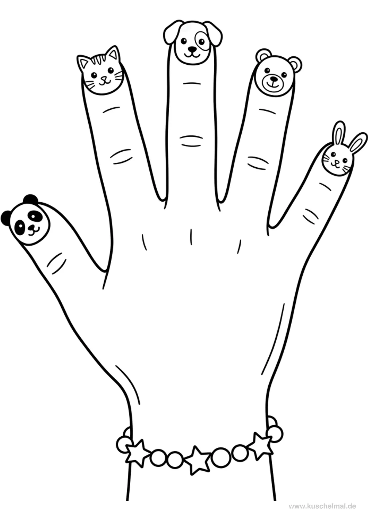 Unghie con Facce di Animali - Disegno di Make-up da colorare gratis per bambini da stampare