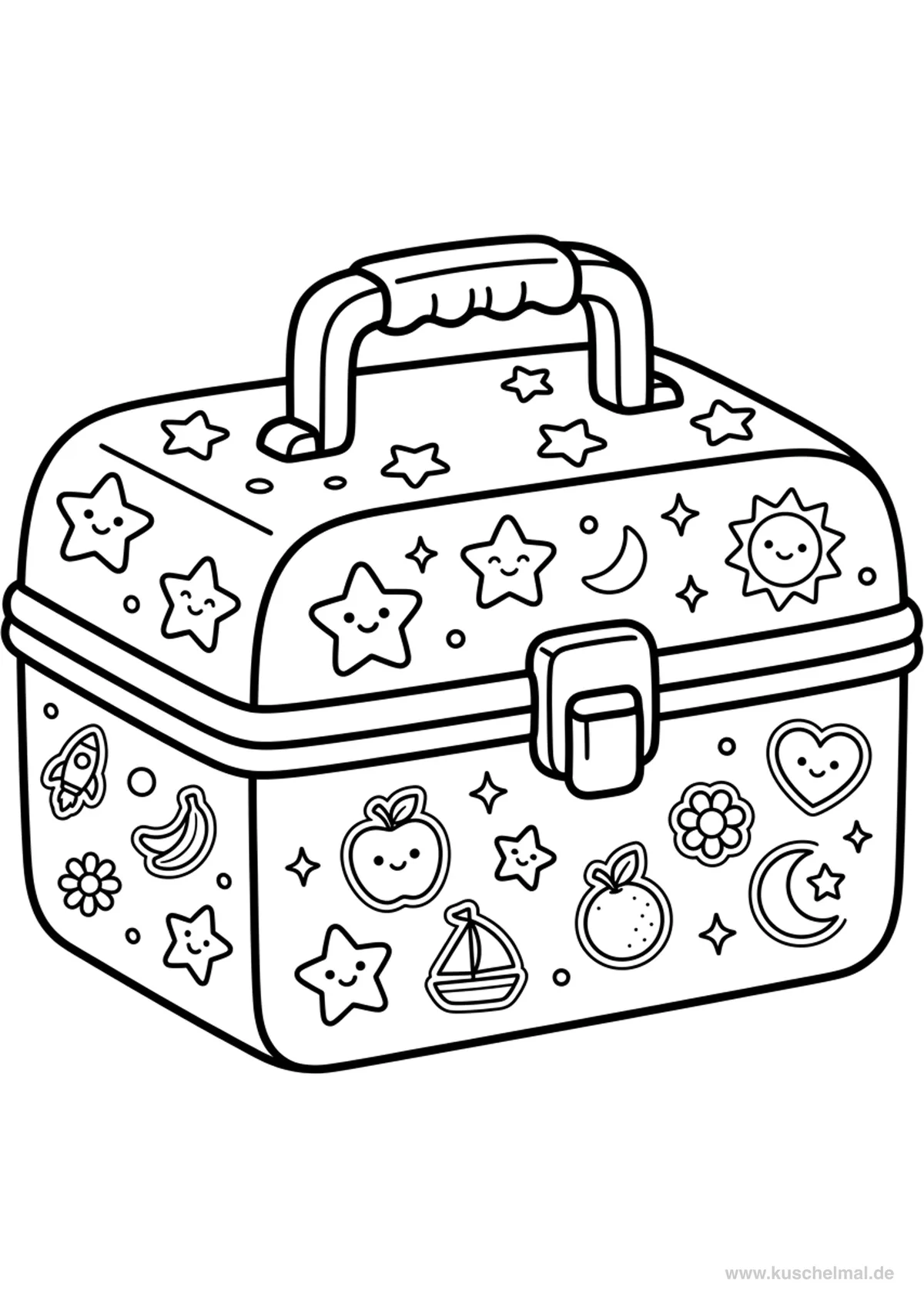 Simpatico Porta Merenda - Disegno di Inizio Scuola da colorare gratis per bambini da stampare