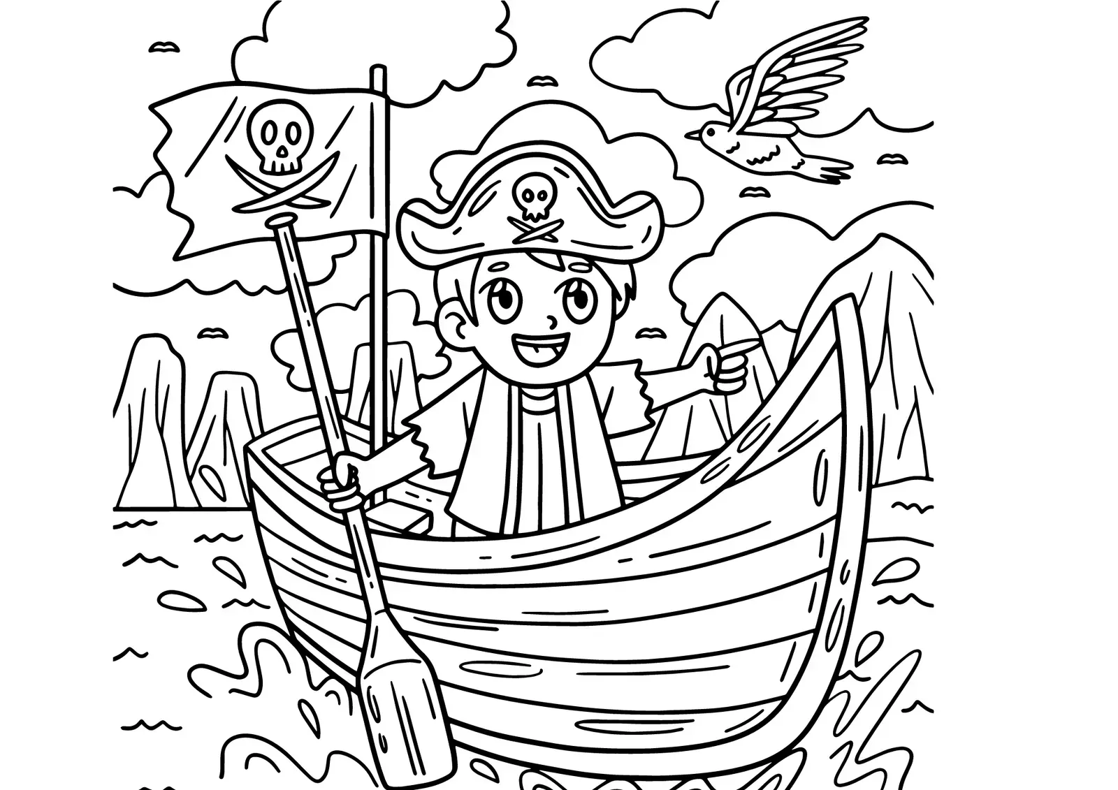 Ausmalbilder Piraten - Kostenloses Piraten Ausmalbild für Kinder zum Ausdrucken