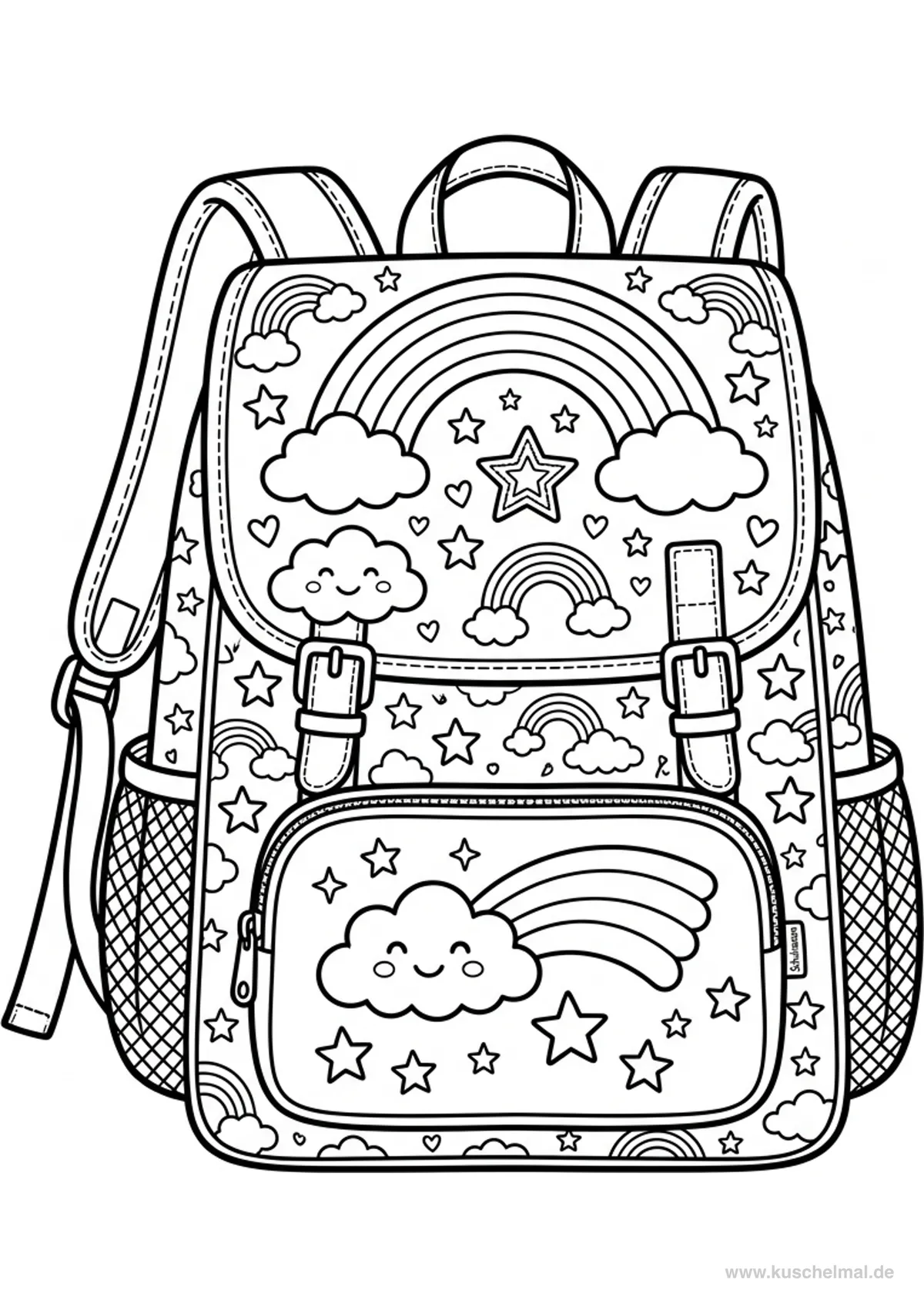 Zaino Scolastico Arcobaleno - Disegno di Zaino Scolastico da colorare gratis per bambini da stampare