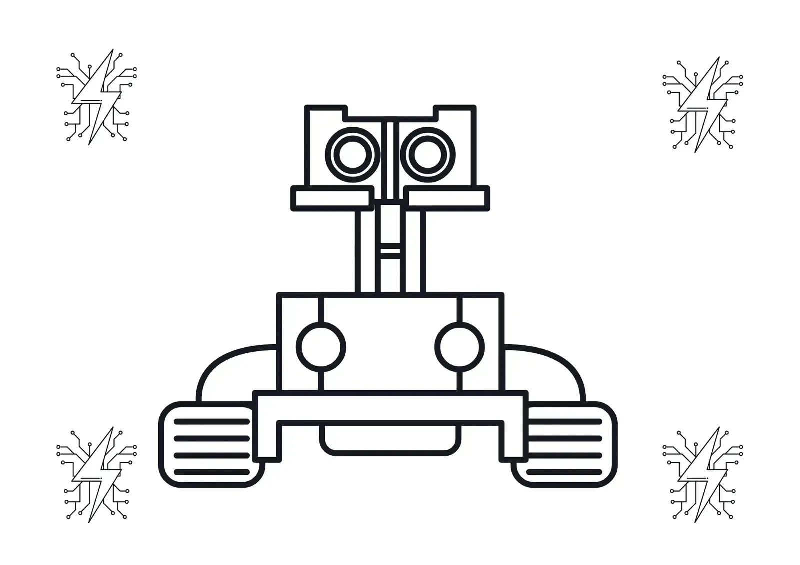 Kleiner Technik-Roboter Malvorlage - Kostenloses Roboter Ausmalbild für Kinder zum Ausdrucken