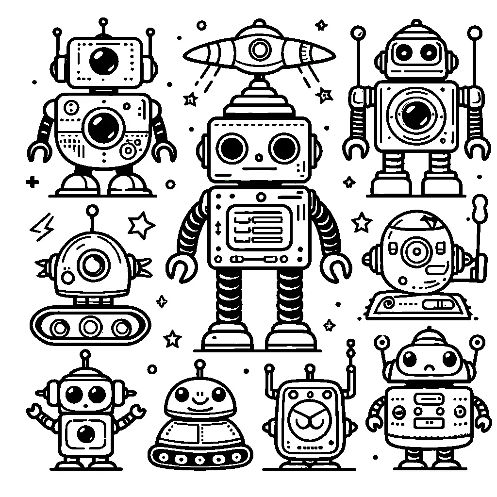Futuristischer Roboter Ausmalbild - Kostenloses Roboter Ausmalbild für Kinder zum Ausdrucken
