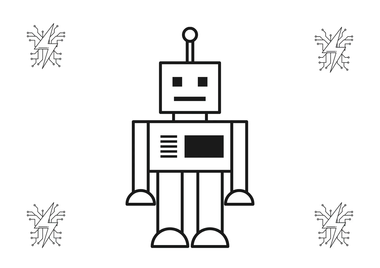 Moderner Roboter Ausmalbild - Kostenloses Roboter Ausmalbild für Kinder zum Ausdrucken
