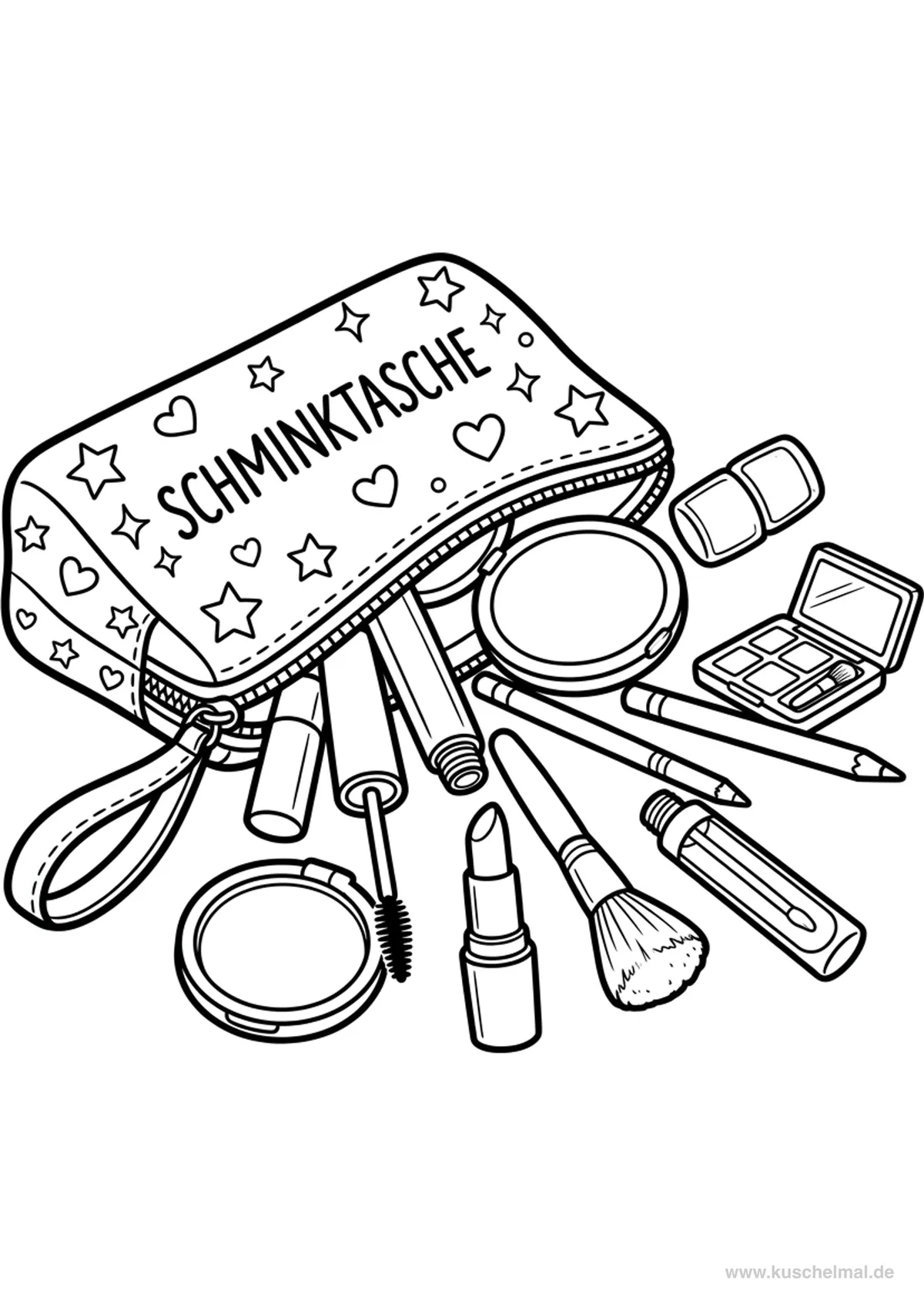 Borsa da Trucco - Disegno di Make-up da colorare gratis per bambini da stampare