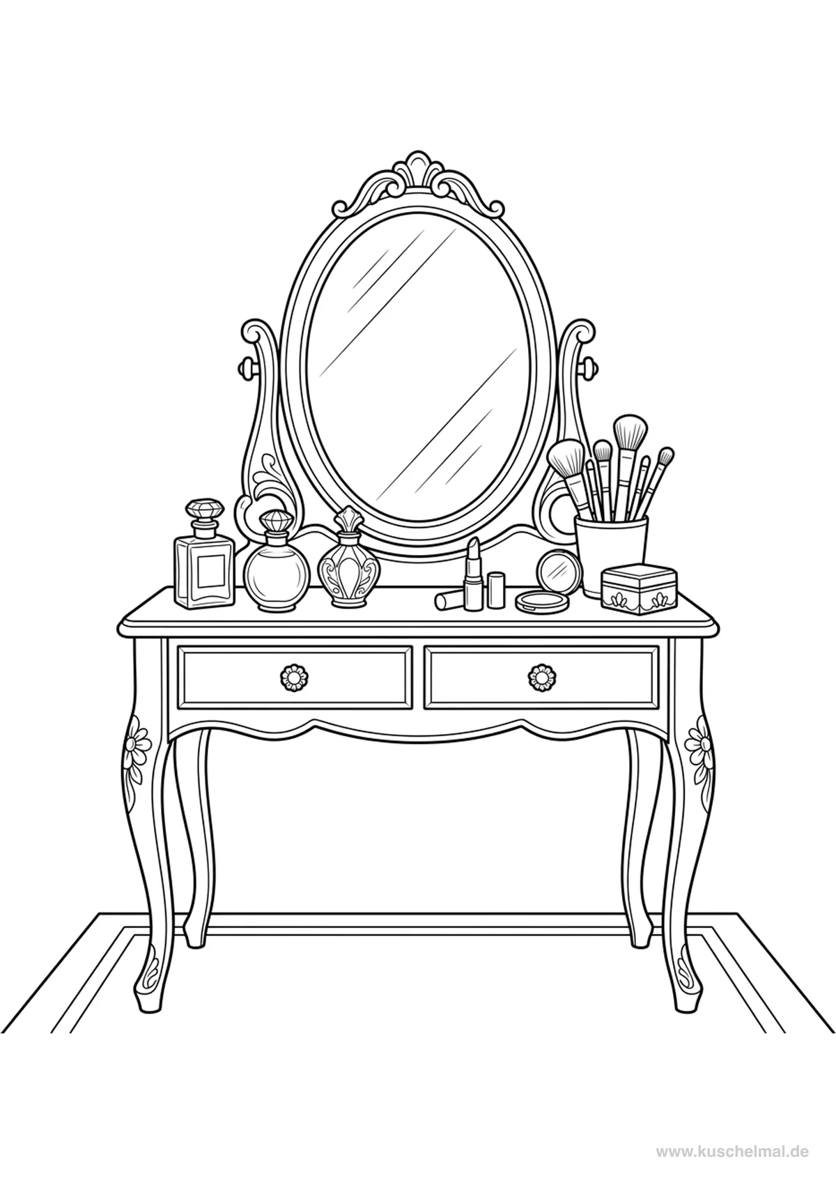 Tavolo da Trucco - Disegno di Make-up da colorare gratis per bambini da stampare
