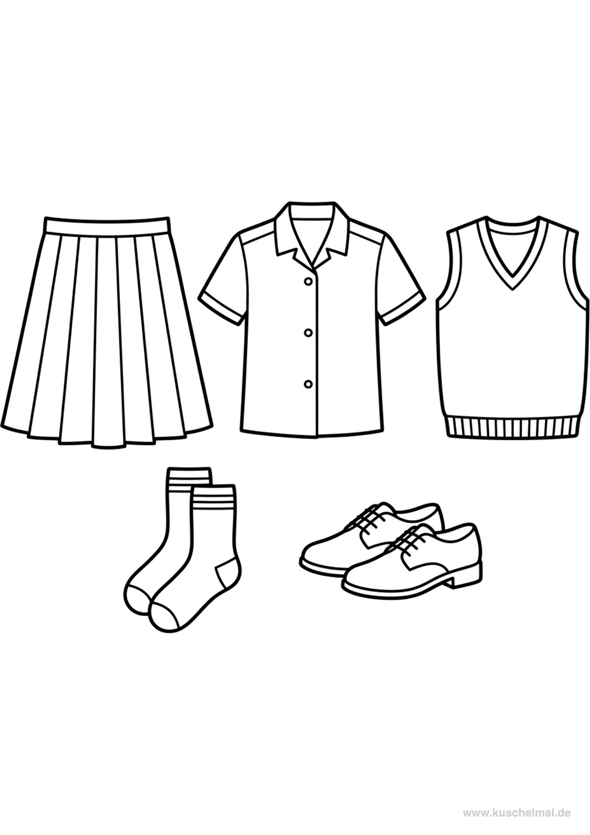 Set Uniforme Scolastica - Disegno di Inizio Scuola da colorare gratis per bambini da stampare