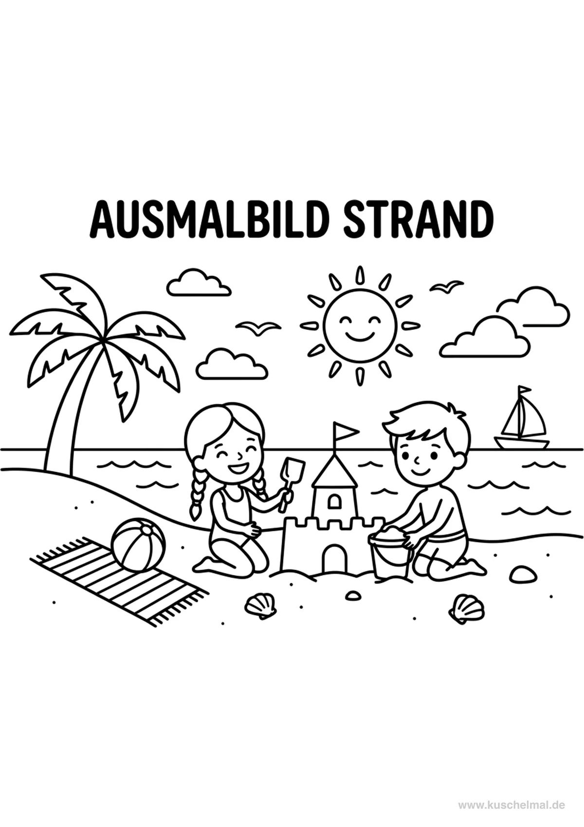 Spiaggia - Disegno di Estate da colorare gratis per bambini da stampare