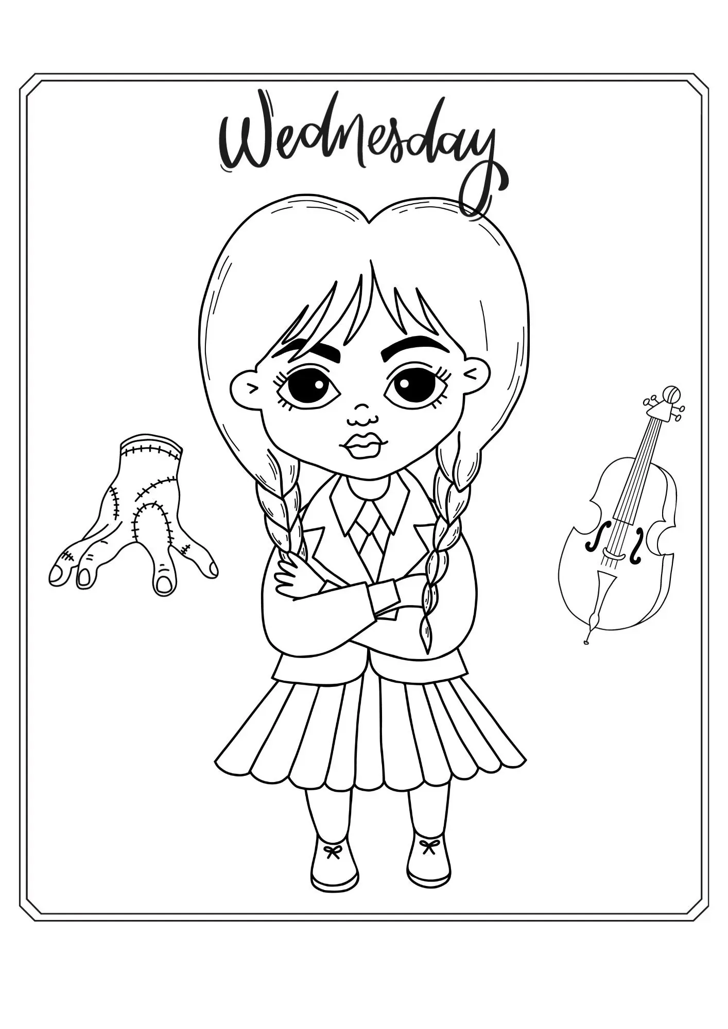 Wednesday Addams Danza - Disegno di Wednesday da colorare gratis per bambini da stampare