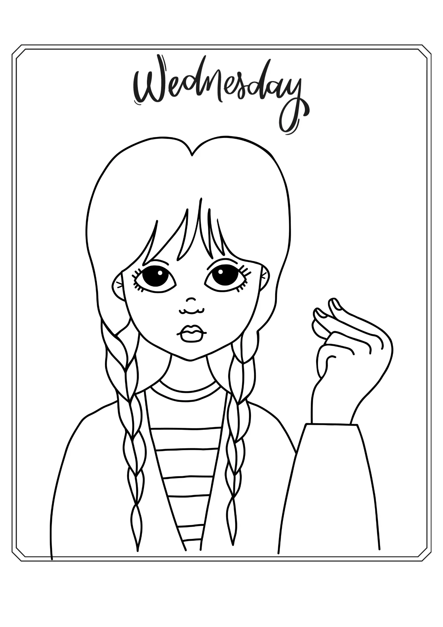 Wednesday Addams a Scuola - Disegno di Wednesday da colorare gratis per bambini da stampare