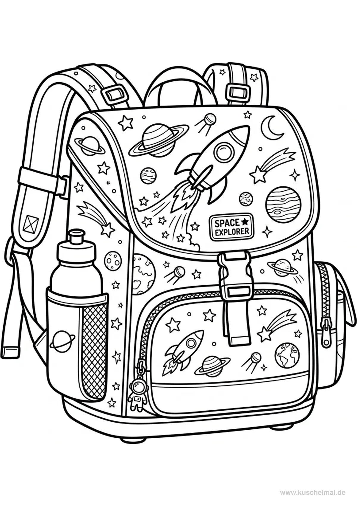 Zaino Scolastico Spazio - Disegno di Zaino Scolastico da colorare gratis per bambini da stampare