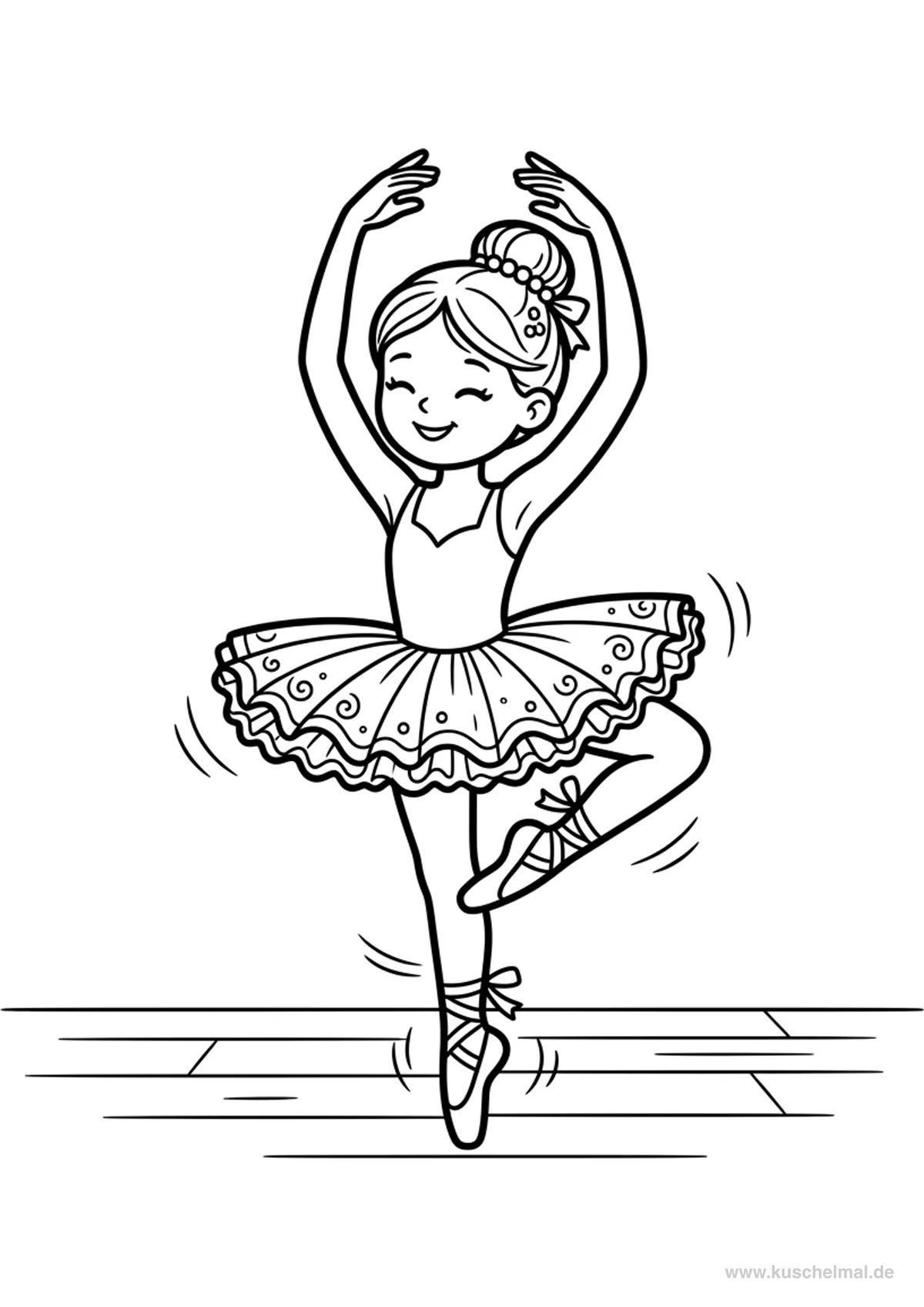 Ballerina in Piroetta - Disegno di Balletto da colorare gratis per bambini da stampare