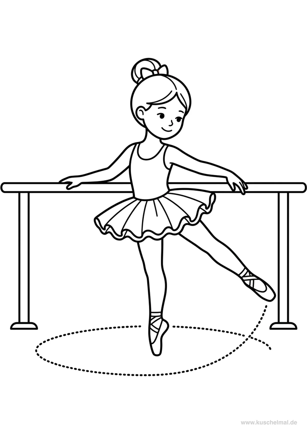 Ballerina in Rond de Jambe - Disegno di Balletto da colorare gratis per bambini da stampare