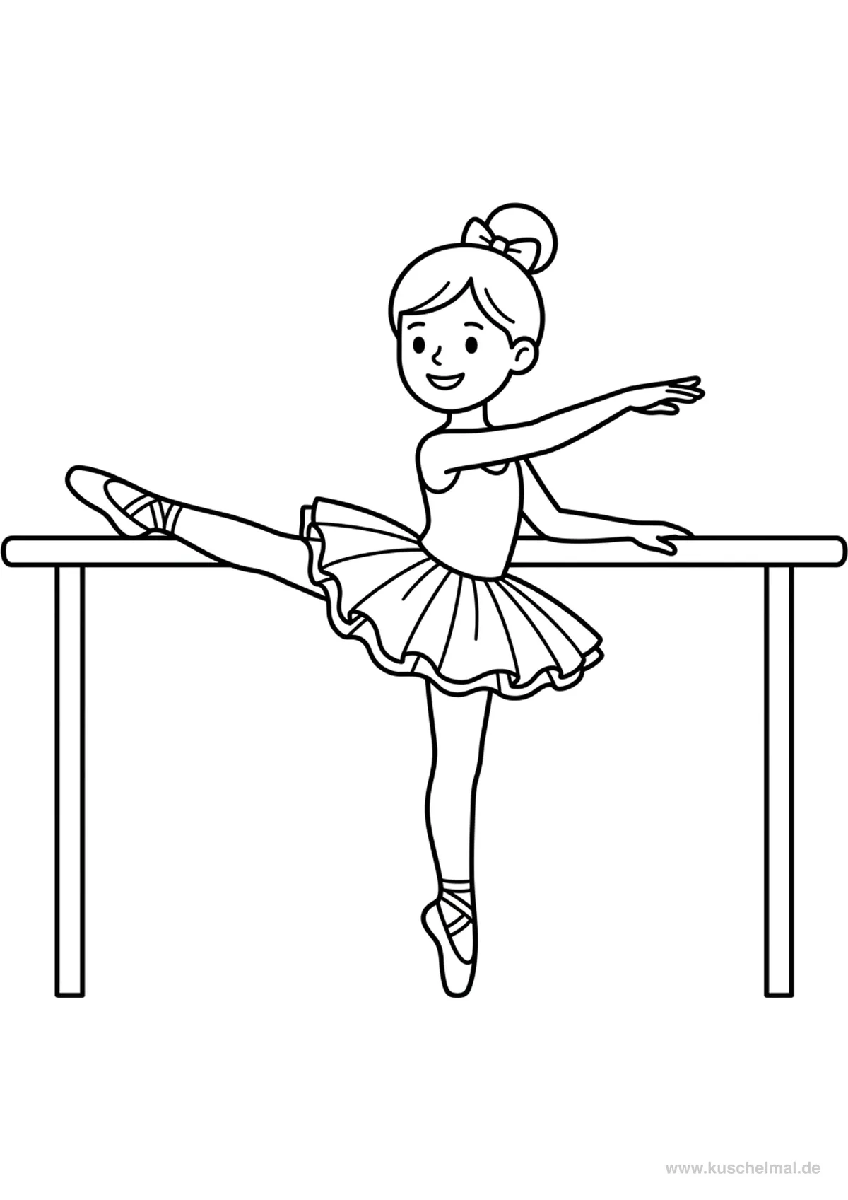 Ballerina - Allenamento alla Sbarra - Disegno di Balletto da colorare gratis per bambini da stampare