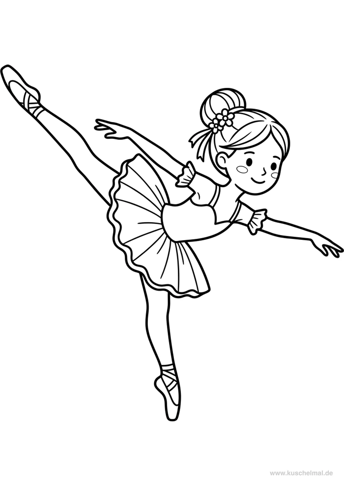 Ballerina in Arabesque Penché - Disegno di Balletto da colorare gratis per bambini da stampare