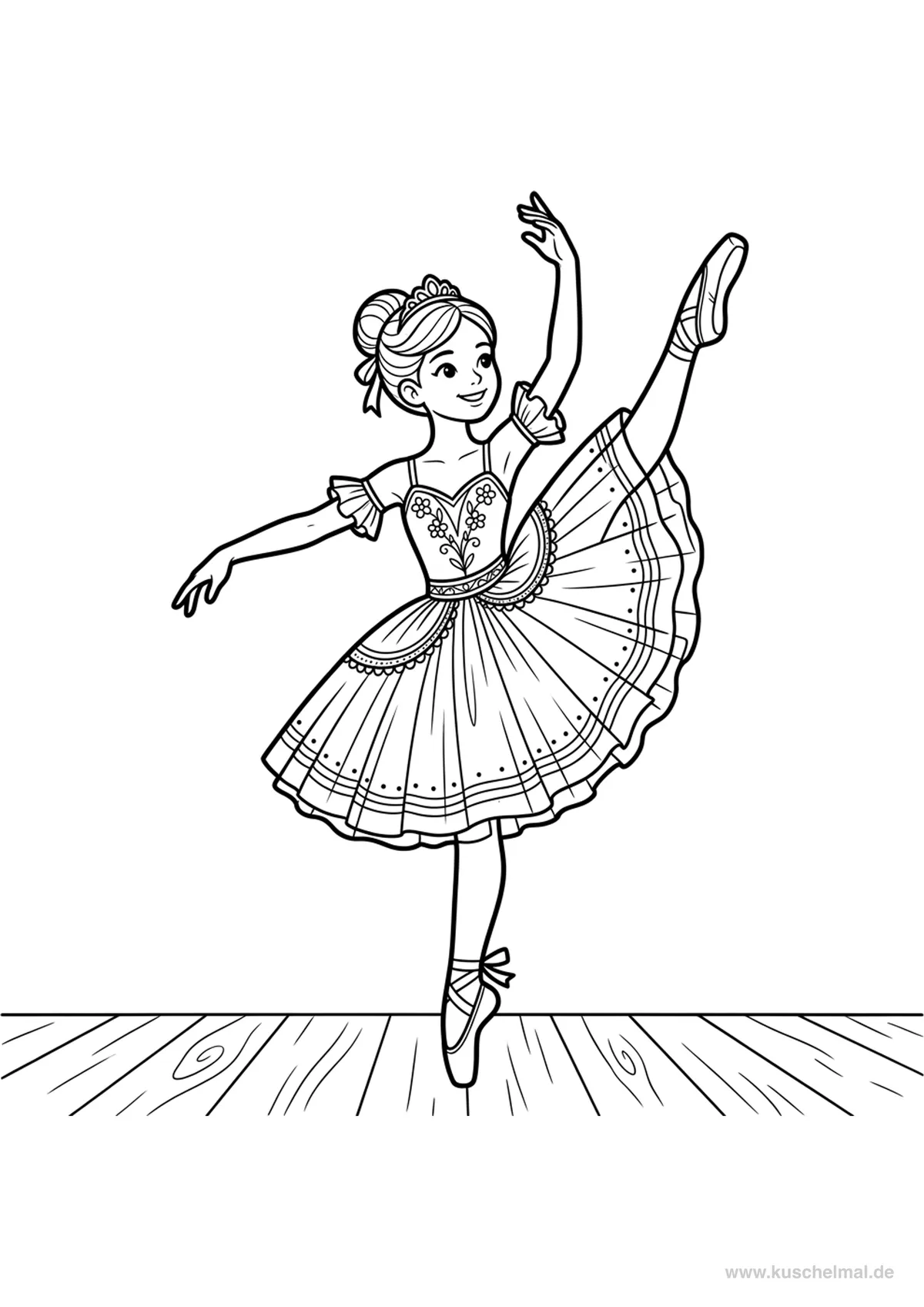 Ballerina in Développé - Disegno di Balletto da colorare gratis per bambini da stampare