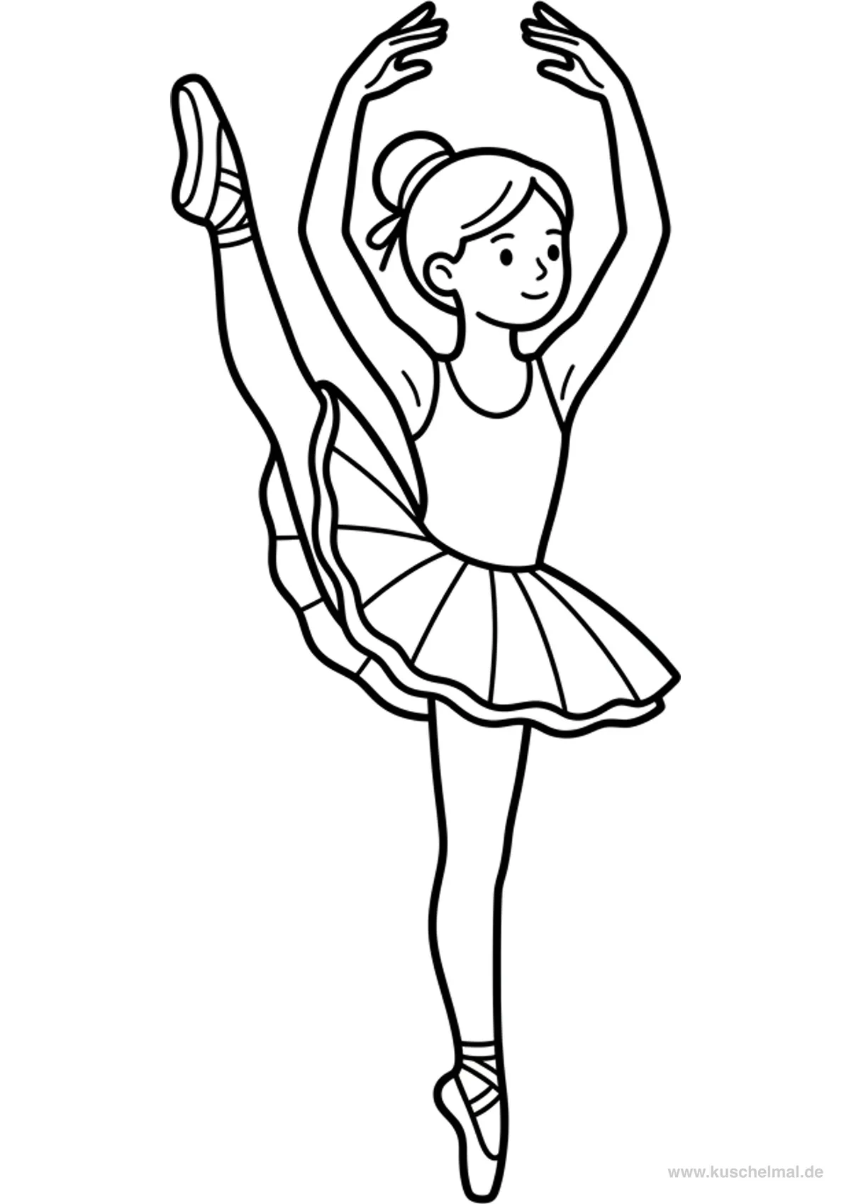 Ballerina in Grand Battement - Disegno di Balletto da colorare gratis per bambini da stampare