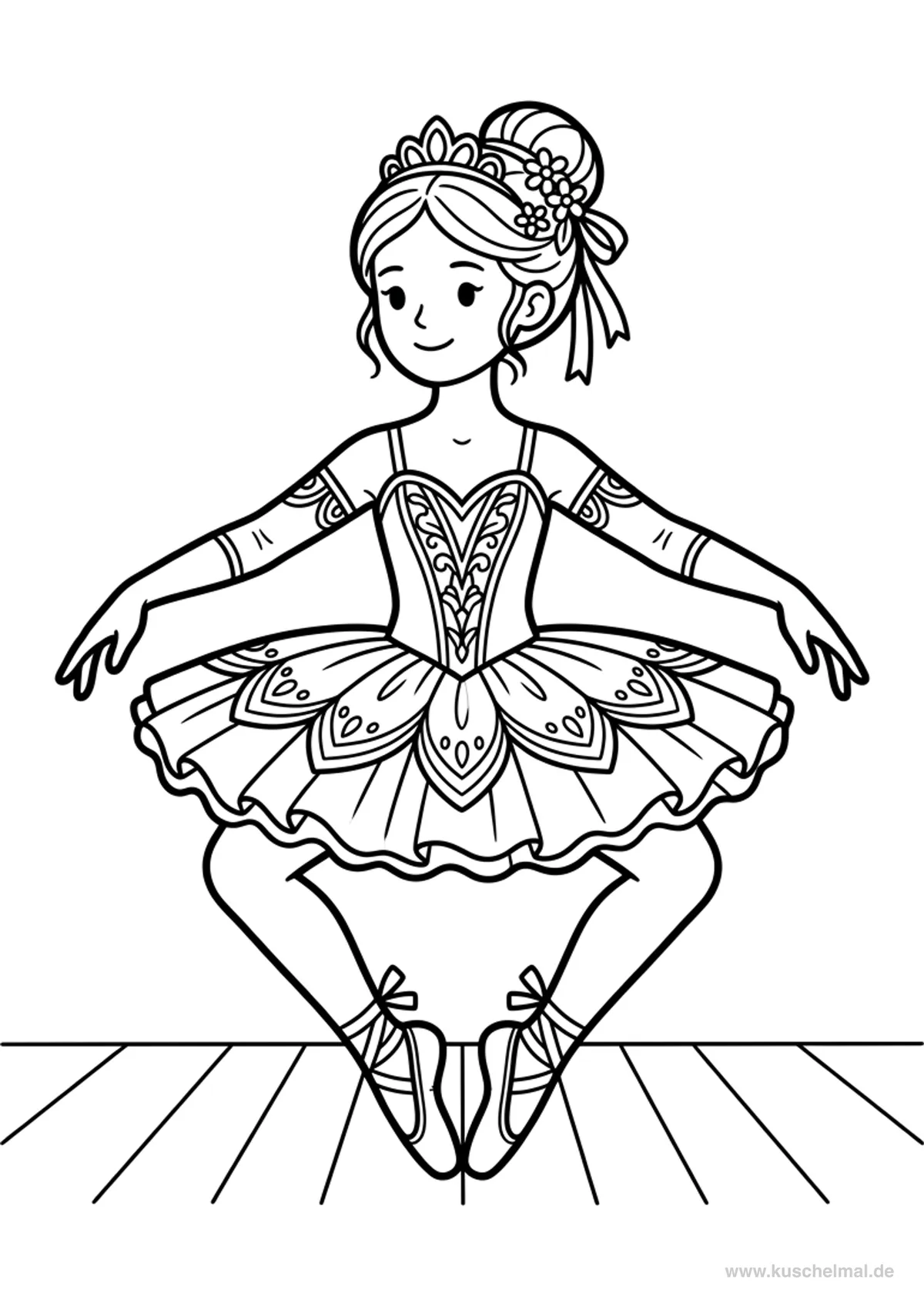 Ballerina in Plié - Disegno di Balletto da colorare gratis per bambini da stampare