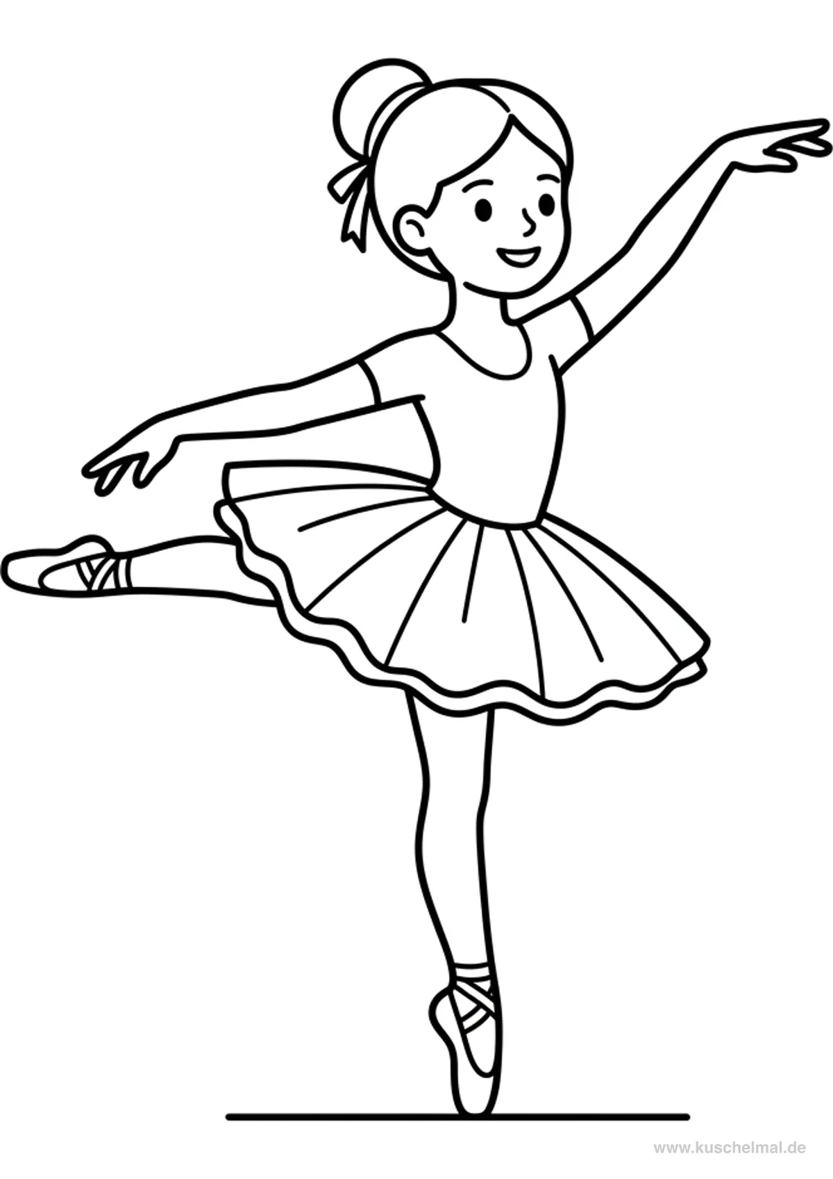 Ballerina in Relevé - Disegno di Balletto da colorare gratis per bambini da stampare