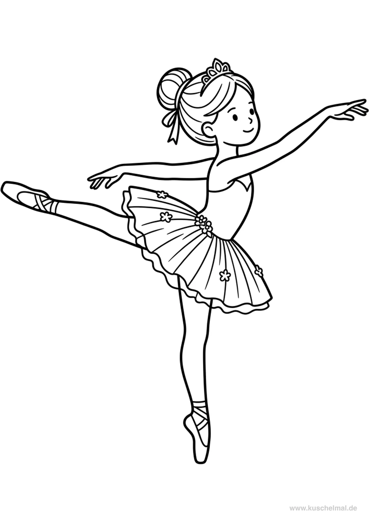 Ballerina in Arabesque - Disegno di Balletto da colorare gratis per bambini da stampare