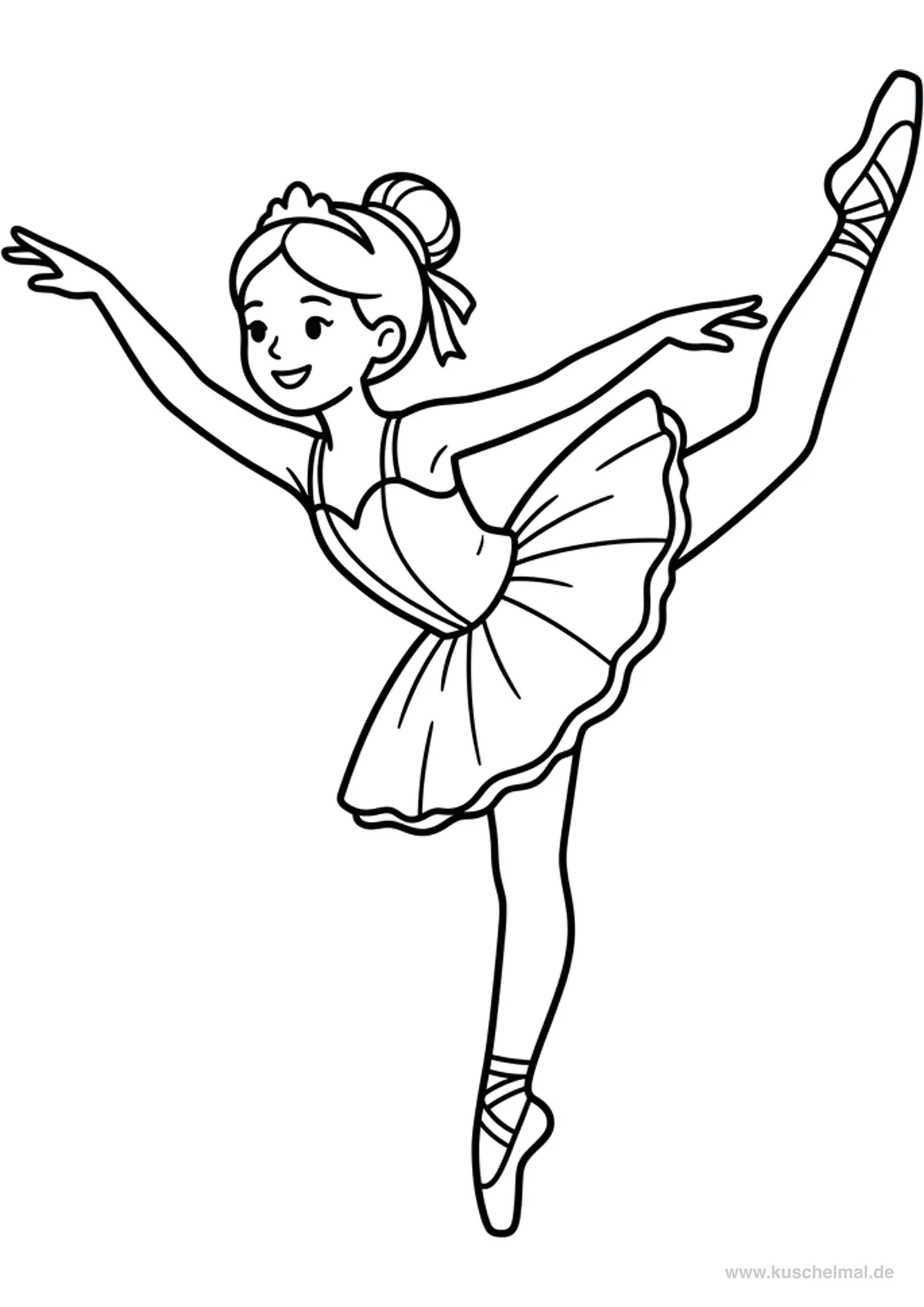 Ballerina in Attitude Penchée - Disegno di Balletto da colorare gratis per bambini da stampare