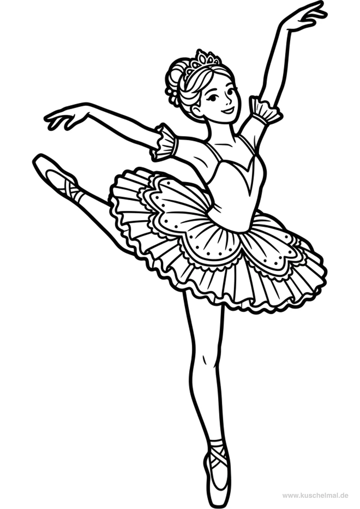 Ballerina in Attitude - Disegno di Balletto da colorare gratis per bambini da stampare