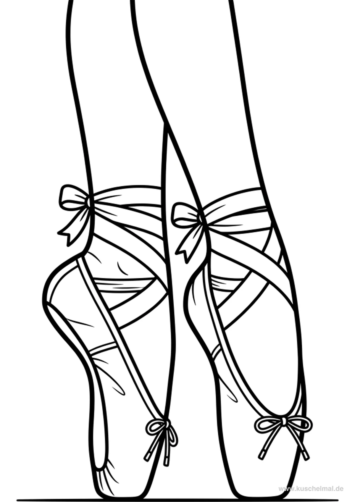 Scarpette da Ballo - Dettaglio delle Punte - Disegno di Balletto da colorare gratis per bambini da stampare