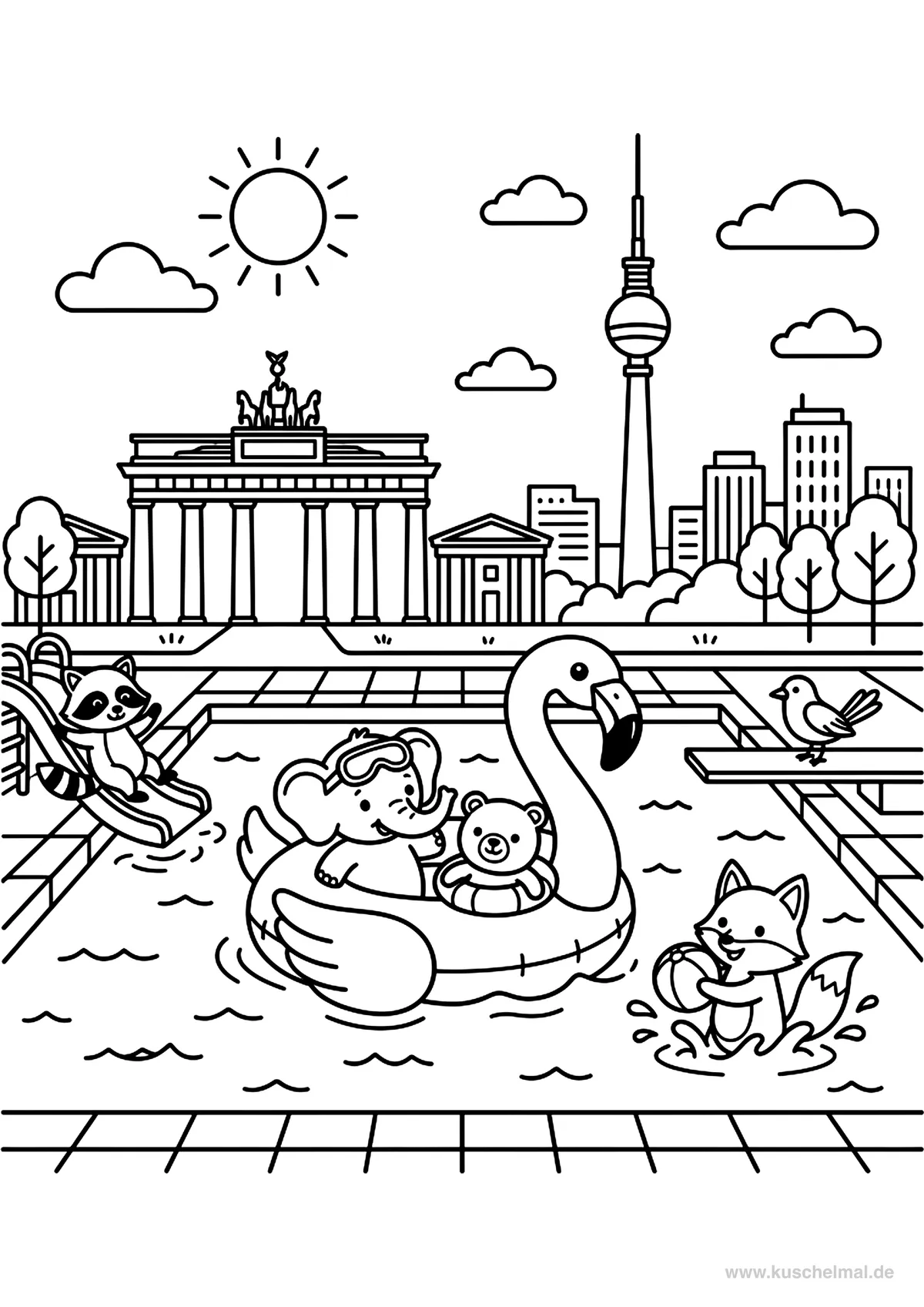 Berlin - Kostenloses Städte Ausmalbild für Kinder zum Ausdrucken