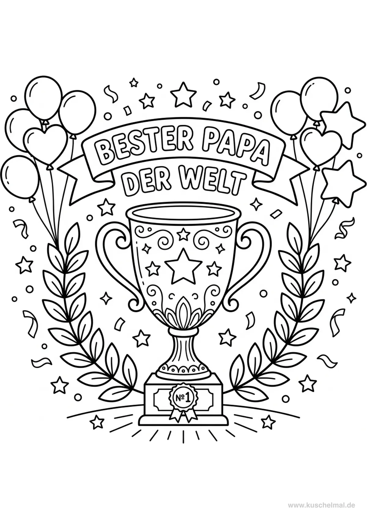 Miglior Papà del Mondo - Disegno di Compleanno da colorare gratis per bambini da stampare