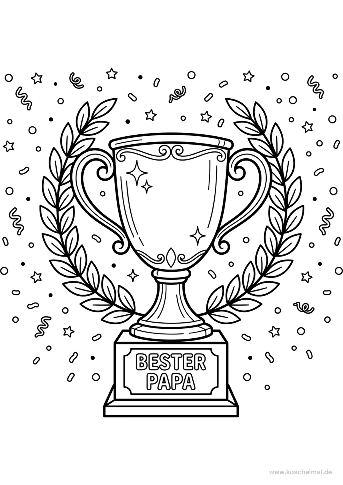 Bester Papa Trophäe Ausmalbild - Kostenloses Vatertag Ausmalbild für Kinder zum Ausdrucken
