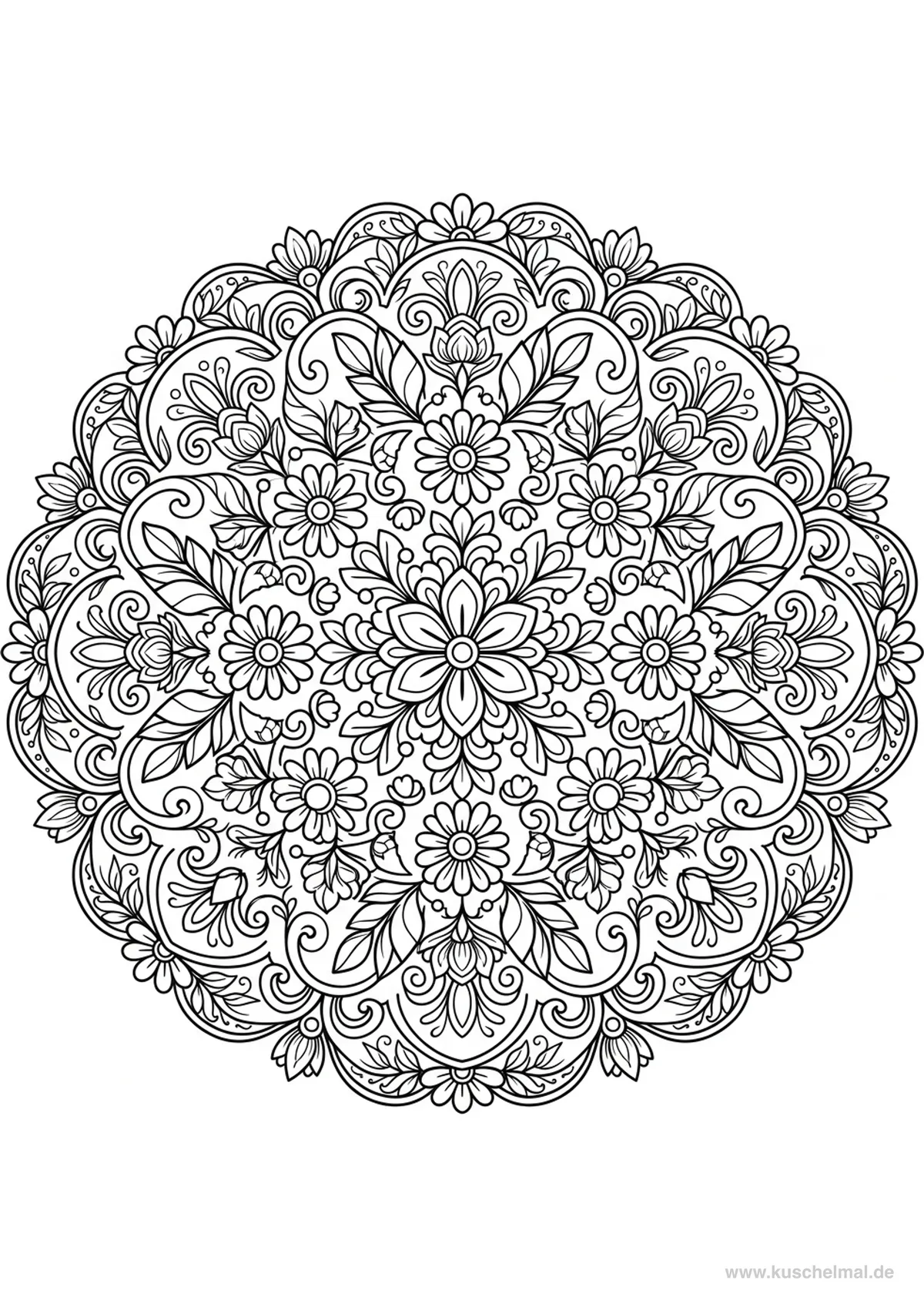 Blumen Mandala Ausmalbild - Kostenloses Mandala Ausmalbilder Ausmalbild für Kinder zum Ausdrucken