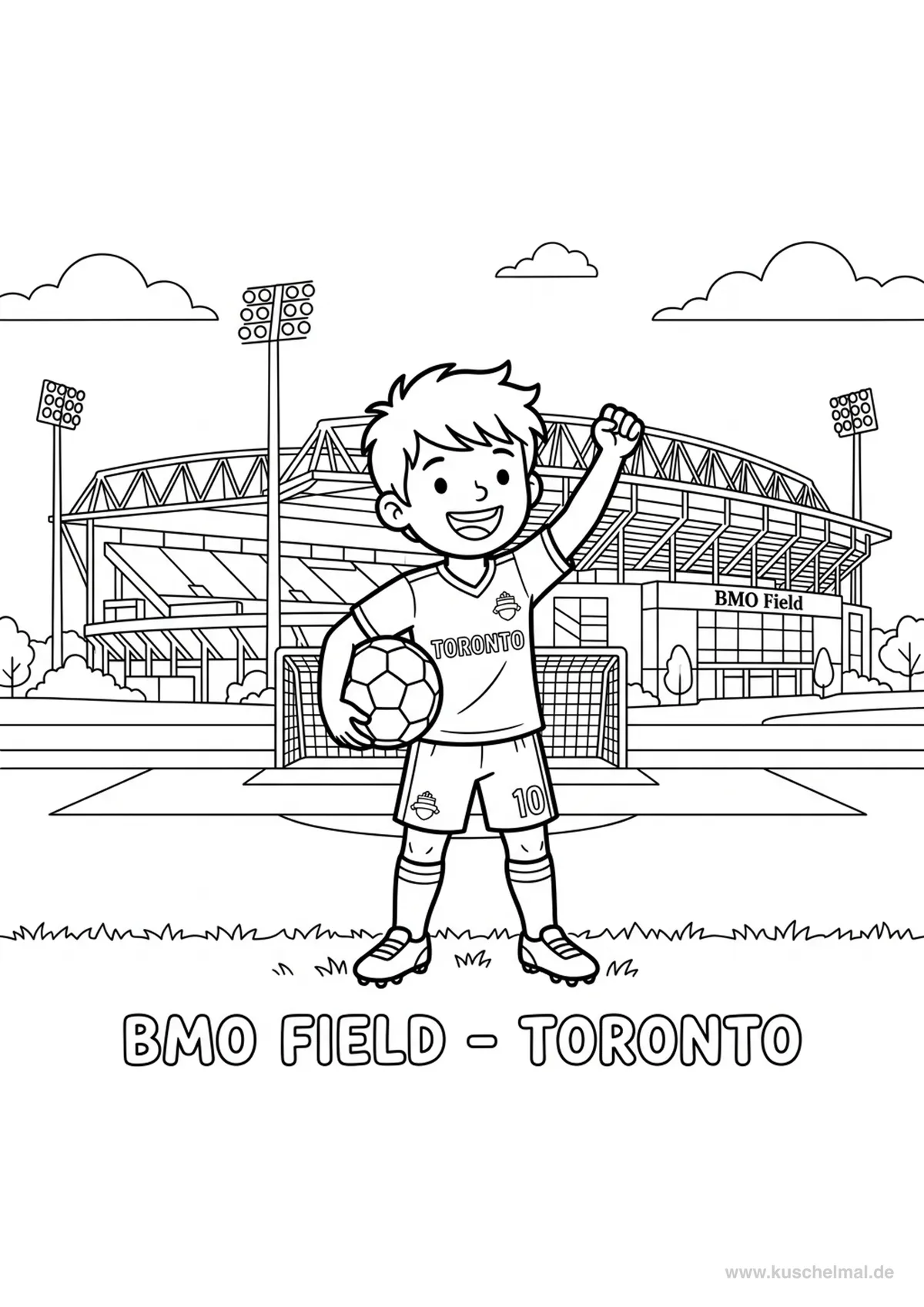 BMO Field Toronto - Kostenloses WM 2026 Ausmalbild für Kinder zum Ausdrucken