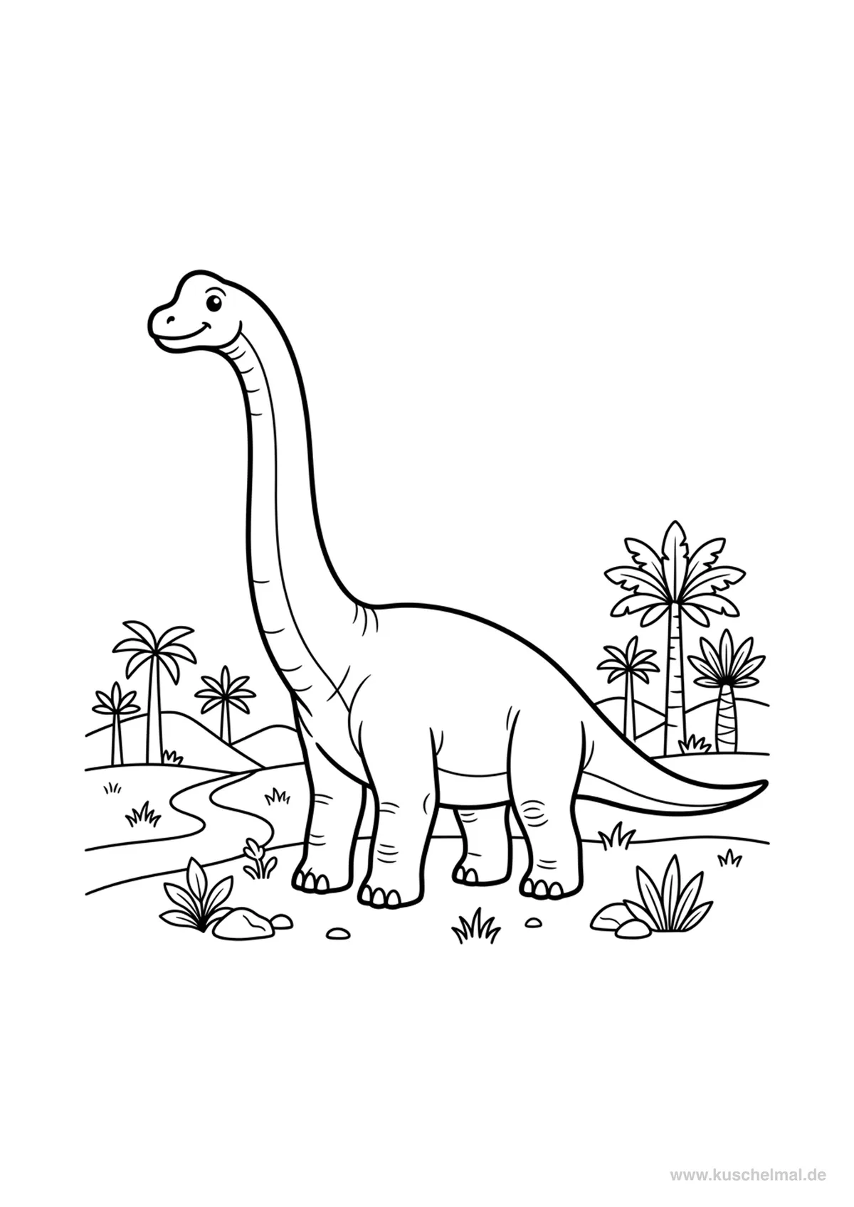 Brachiosaurus Ausmalbild - Kostenloses Dinosaurier Ausmalbild für Kinder zum Ausdrucken