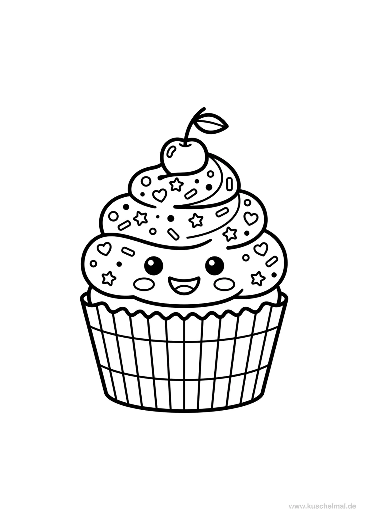 Cupcake Ausmalbild - Kostenloses Essen Ausmalbild für Kinder zum Ausdrucken