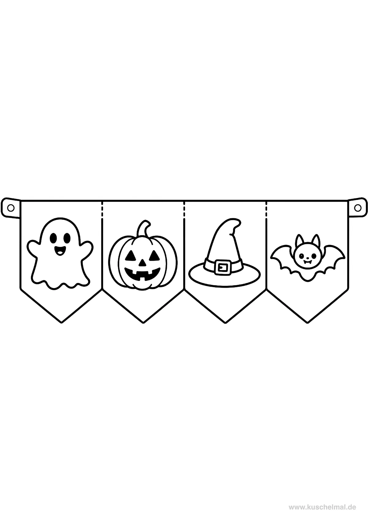 Ghirlanda di Halloween Semplice - Disegno di Ghirlande di Halloween da colorare gratis per bambini da stampare