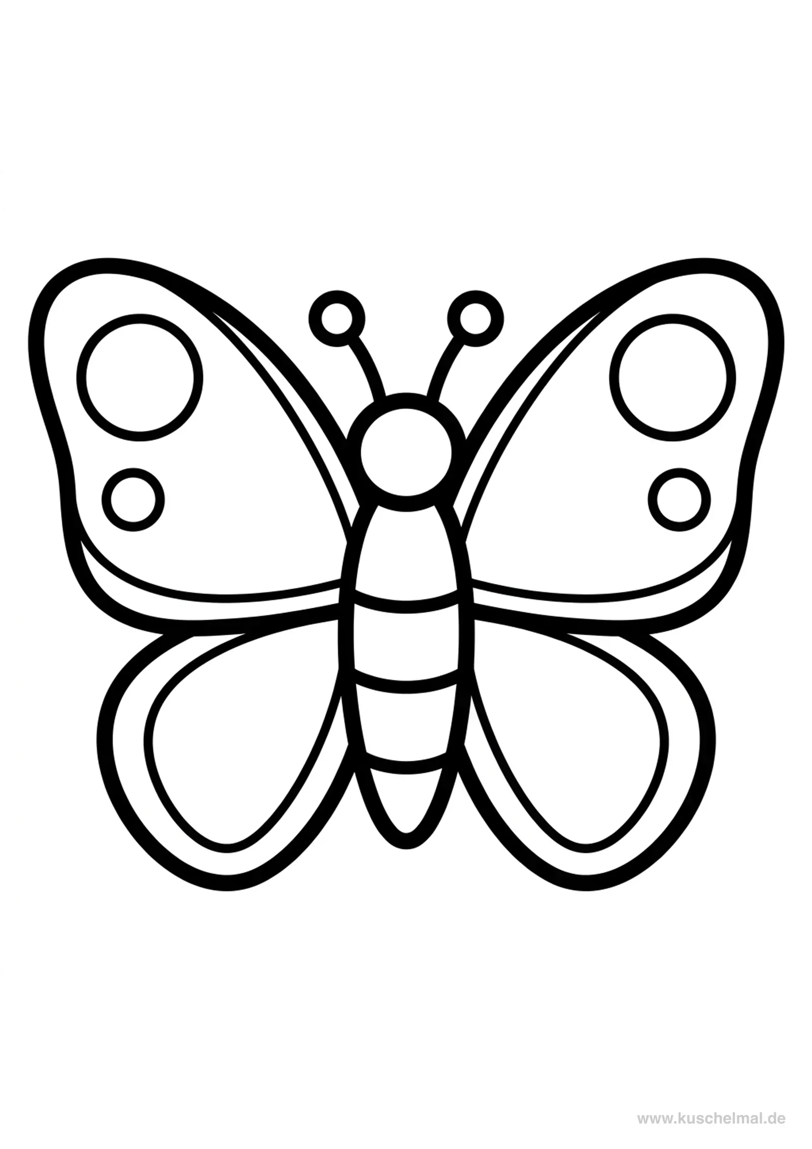 Einfacher Schmetterling für Kleinkinder Ausmalbild - Kostenloses Schmetterlinge Ausmalbild für Kinder zum Ausdrucken