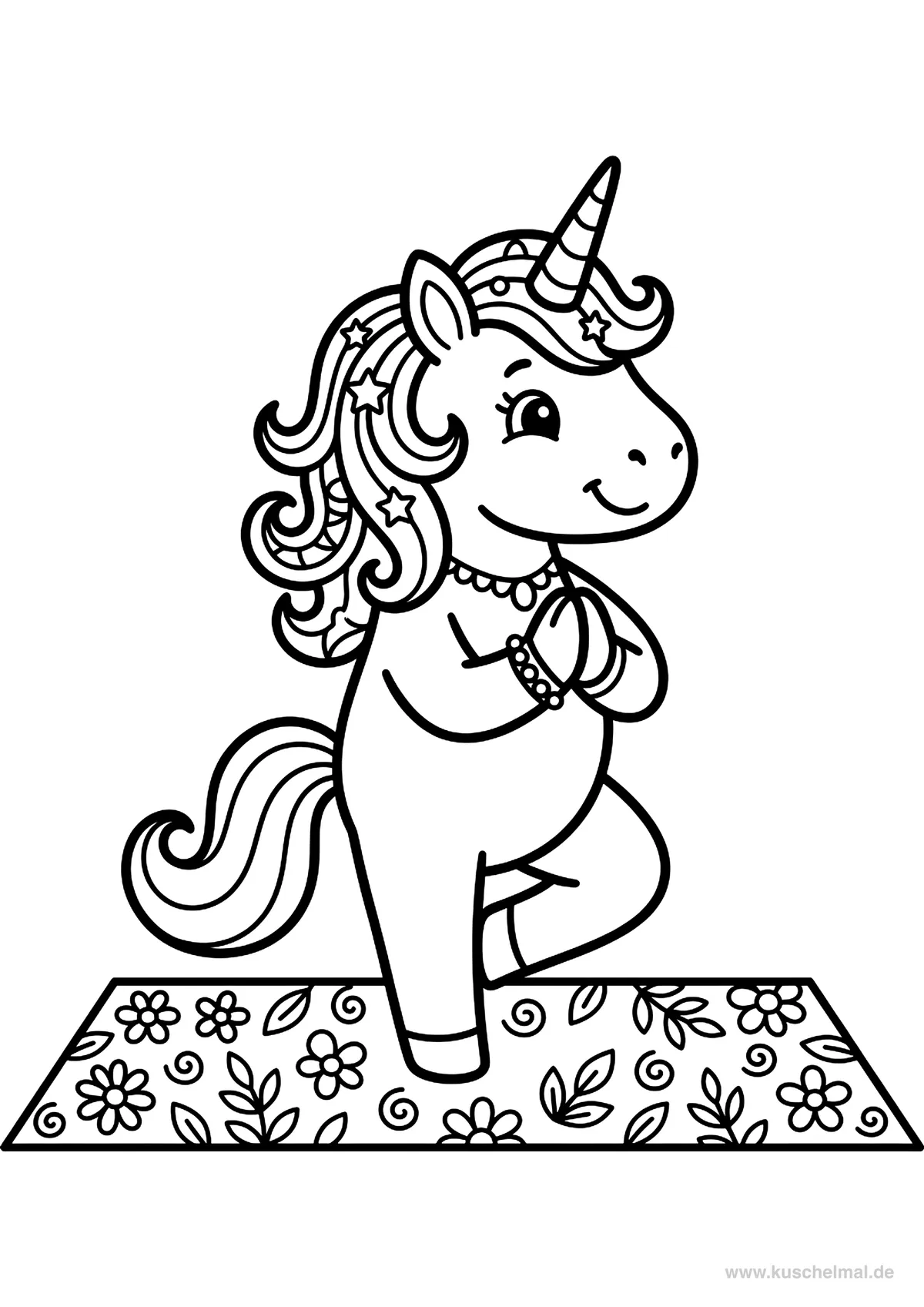 Unicorno che Fa Yoga - Disegno di Unicorno da colorare gratis per bambini da stampare