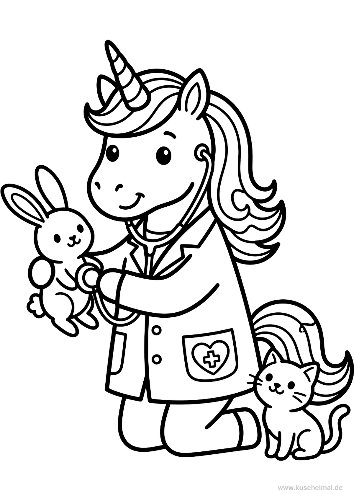 Unicorno Veterinario - Disegno di Unicorno da colorare gratis per bambini da stampare