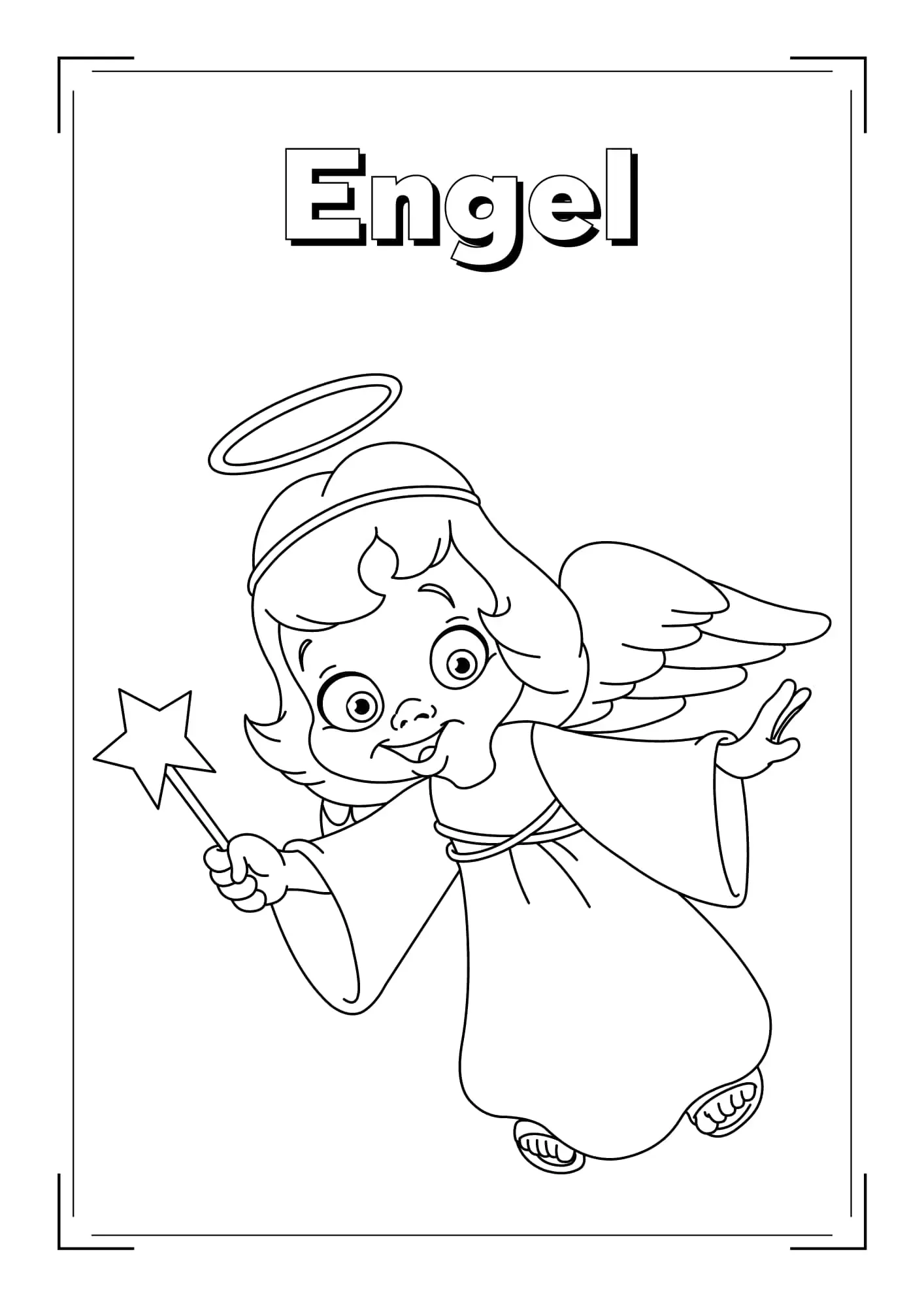 Engel Ausmalbild - Kostenloses Weihnachten Ausmalbild für Kinder zum Ausdrucken