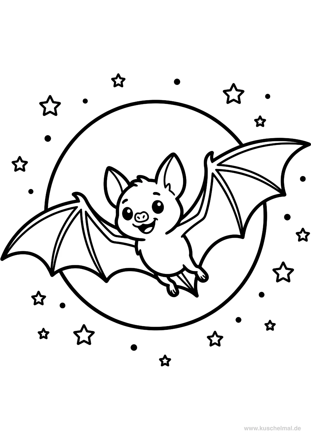 Pipistrello che Vola di Notte - Disegno di Halloween da colorare gratis per bambini da stampare