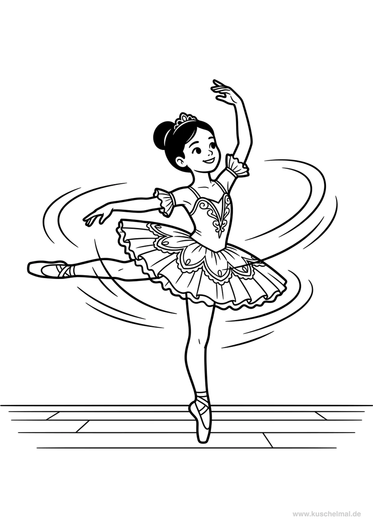 Giravolta Fouetté - Disegno di Balletto da colorare gratis per bambini da stampare