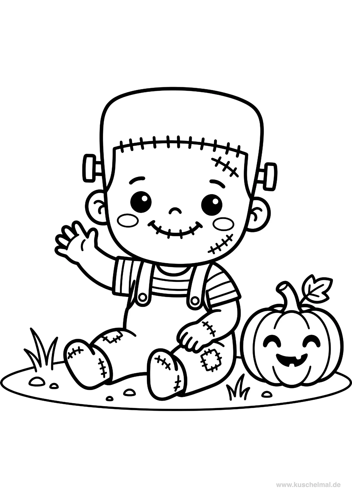 Frankenstein Bebè - Disegno di Halloween da colorare gratis per bambini da stampare