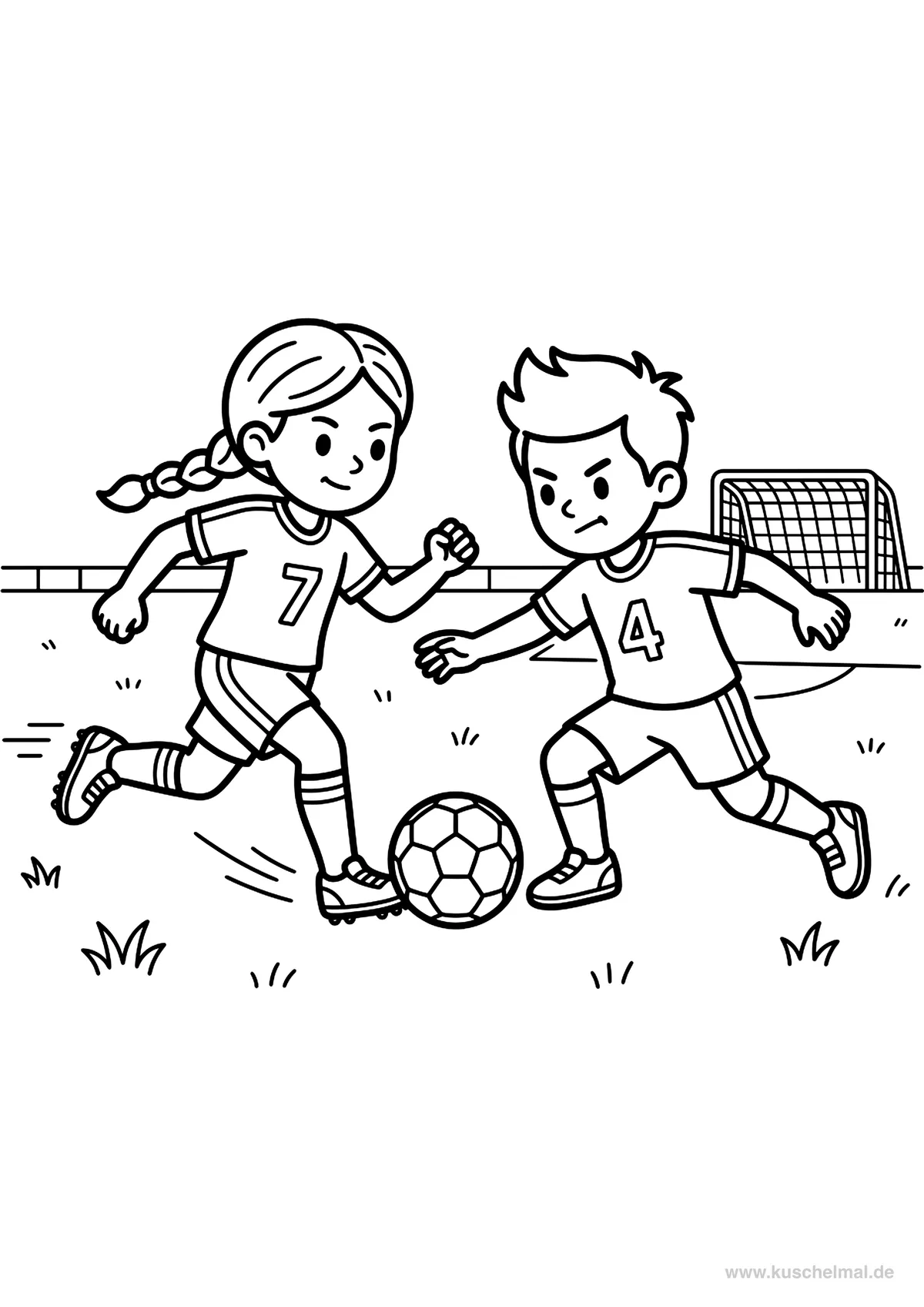 Dribbling nel Calcio - Disegno di Calcio da colorare gratis per bambini da stampare